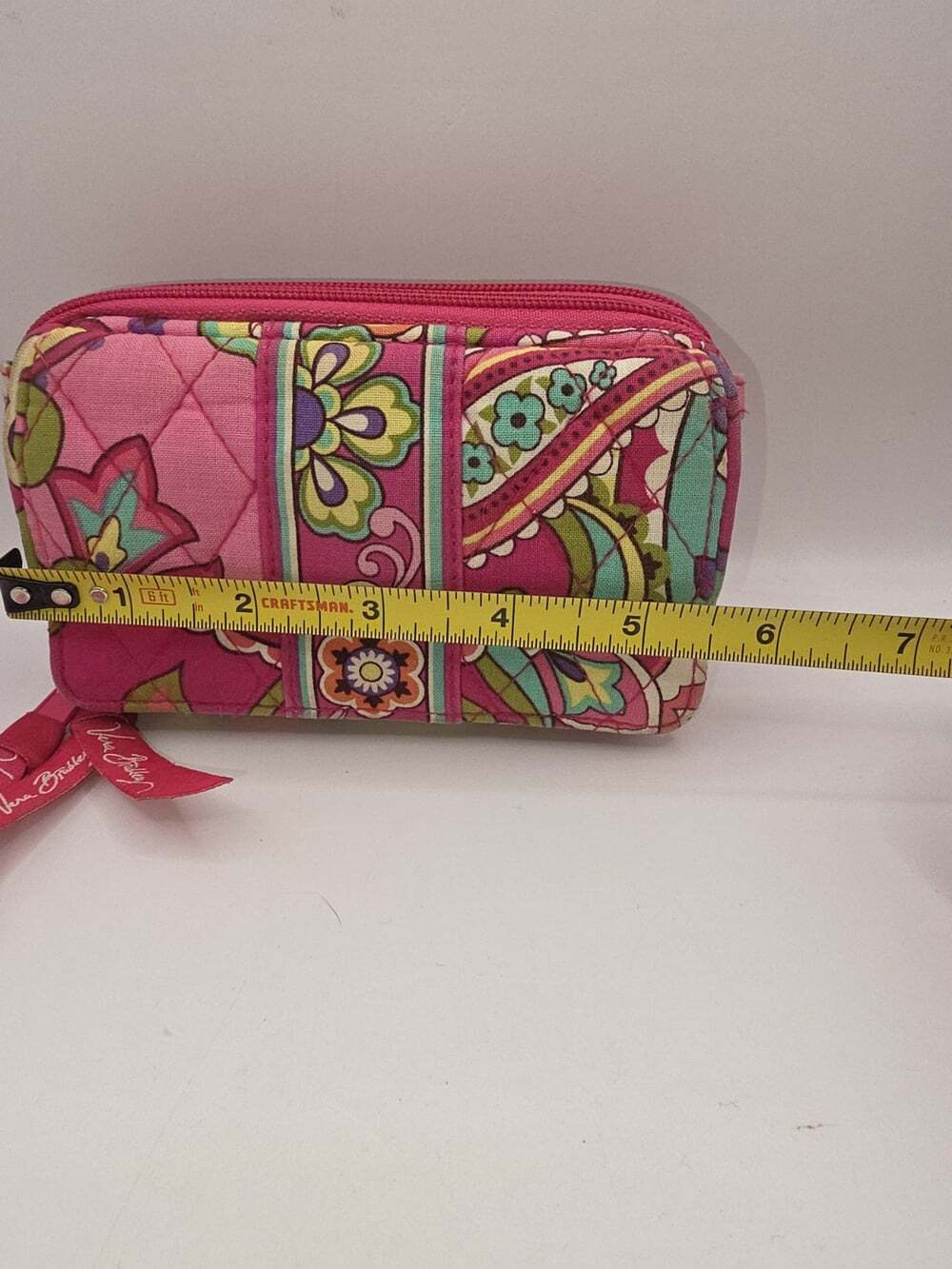 Vera Bradley Quilted Wallet Zip Around 5.5 Inch Pink Paisley - Picture 2 of 6